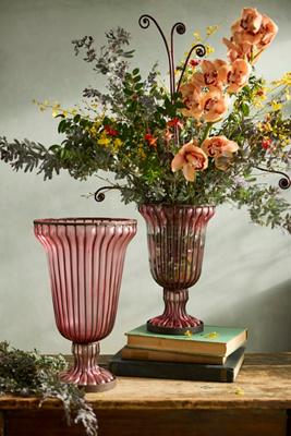 Mauve Fluted Glass + Iron Vase