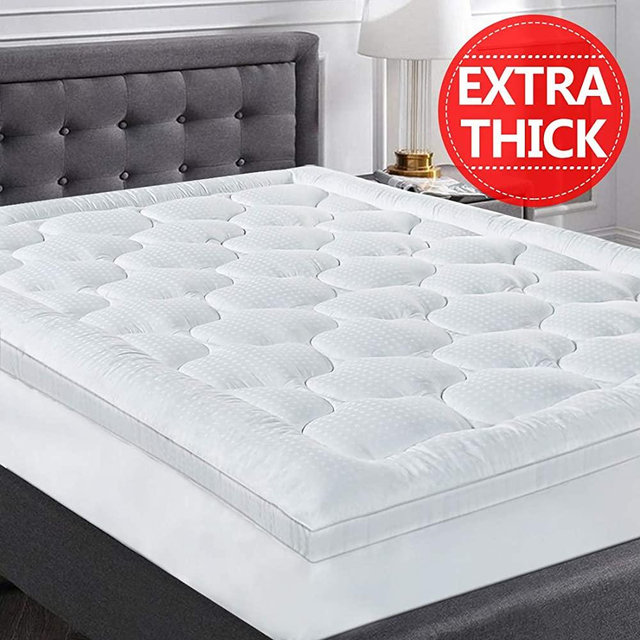 COHOME Queen Size Mattress Topper Extra Thick Cooling Mattress Pad 400TC Cotton Top Plush Down Alternative Fill Pillow Top Mattress Cover with 8-21 Inch Deep Pocket