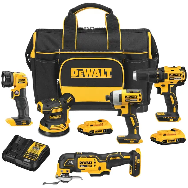 DEWALT 5-Tool 20-Volt Max Brushless Power Tool Combo Kit with Soft Case (2-Batteries and charger Included)