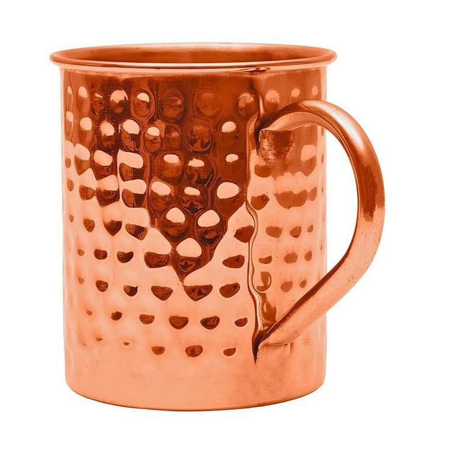 Copper Mules PURE Copper Mug RAW Cups Interior Ideal for Ayurvedic Health Benefits and Moscow Mules - Hand Hammered Finish - Authentic and Strong Riveited Handle - Holds 16oz