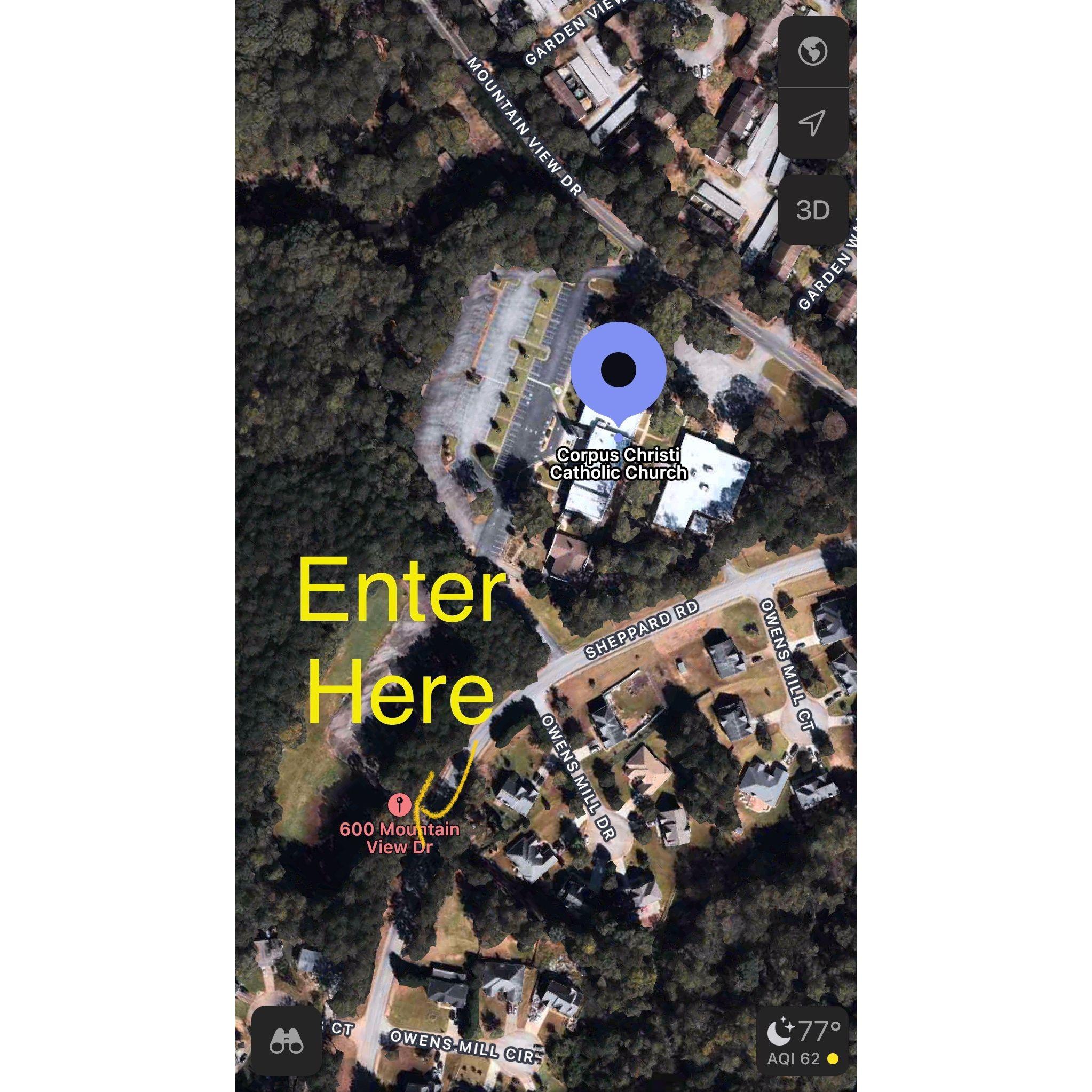 GOOGLE SATELLITE Version: Map for WHERE TO PARK/RIDESHARE DROP OFF