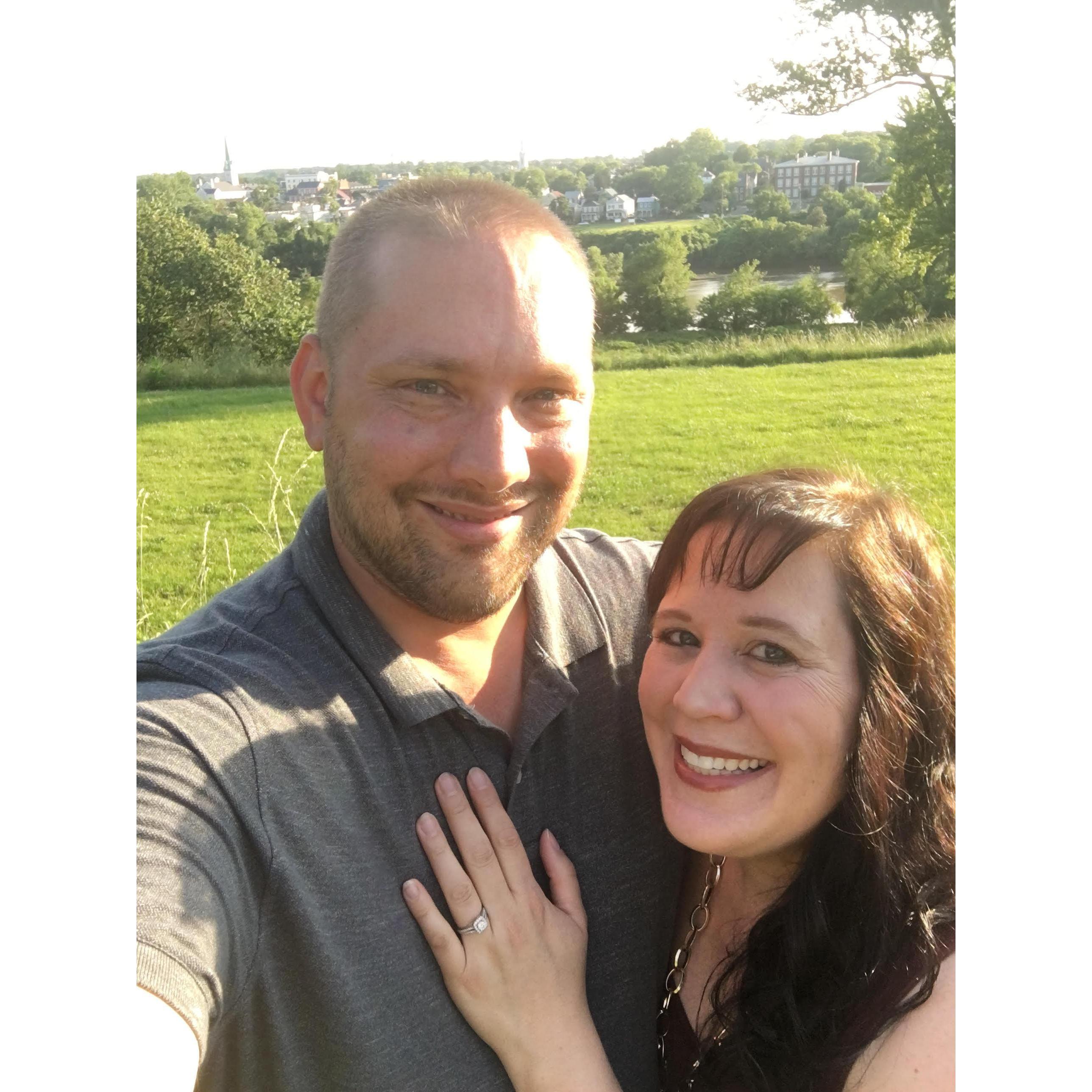 May 2019. Also at Chatham Manor. You can not only see us and the ring I proposed with, but also the Rappahannock River and the skyline of historic Fredericksburg behind us.