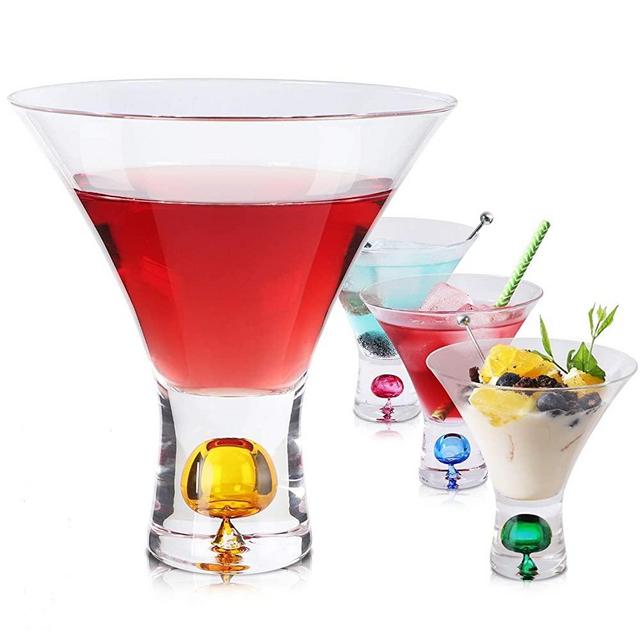 GBESTWOOW Martini Glasses Set of 4 - Stemless Colored Margarita Glasses Cocktail Glasses 6oz Great for Martini, Cocktail, Margarita - Hand Wash Only (Set Of 4)
