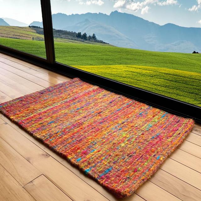 Entryway Rug Indoor Outdoor Door Mat, Colorful Red Lava Small Rug, Front Door Mat Accent Rug, HandWoven Boho Decor Sisal Doormat IndieArt