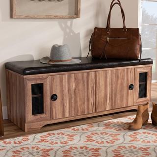 Valina Faux Leather Upholstered 2-Door Shoe Storage Bench