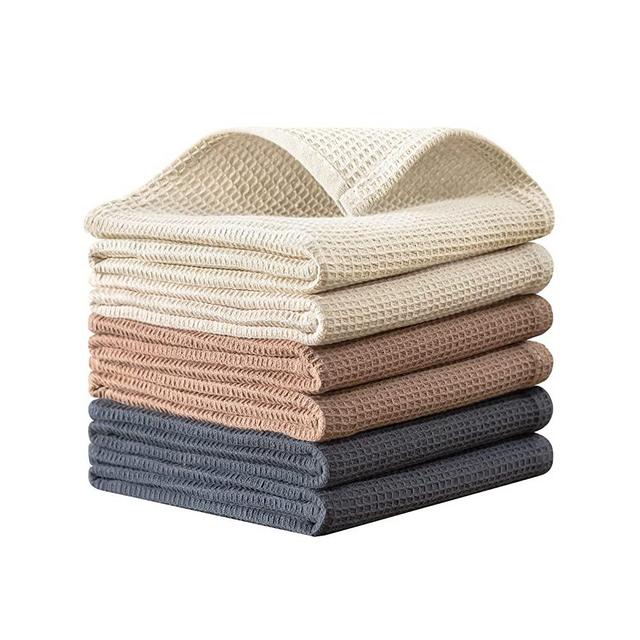 Cotton Kitchen Towels Absorbent Dish Towels Set, Waffle Weave Hand Towels, Ultra Soft Dish Drying Towels, Quick Drying Dish Towel - 17 x 25 Inches, 6 Pack