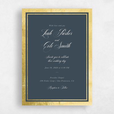 Navy Blue Wedding Invitation - Essex Portrait Foil