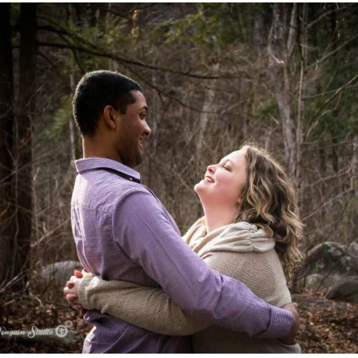 One of the many times we acted silly and Esther, his sister and photographer, caught it on camera while taking engagement photos!