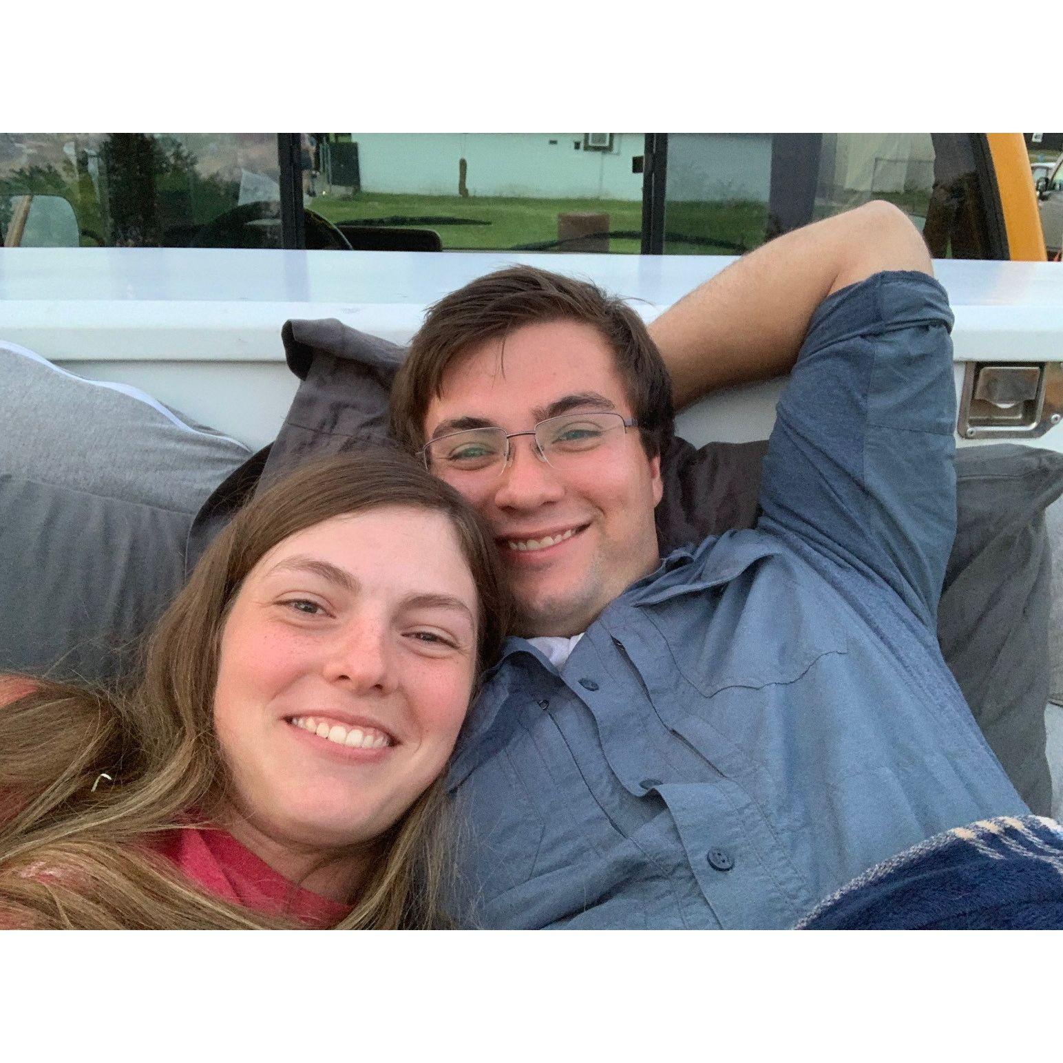 Our first time at an outdoor movie theater together.