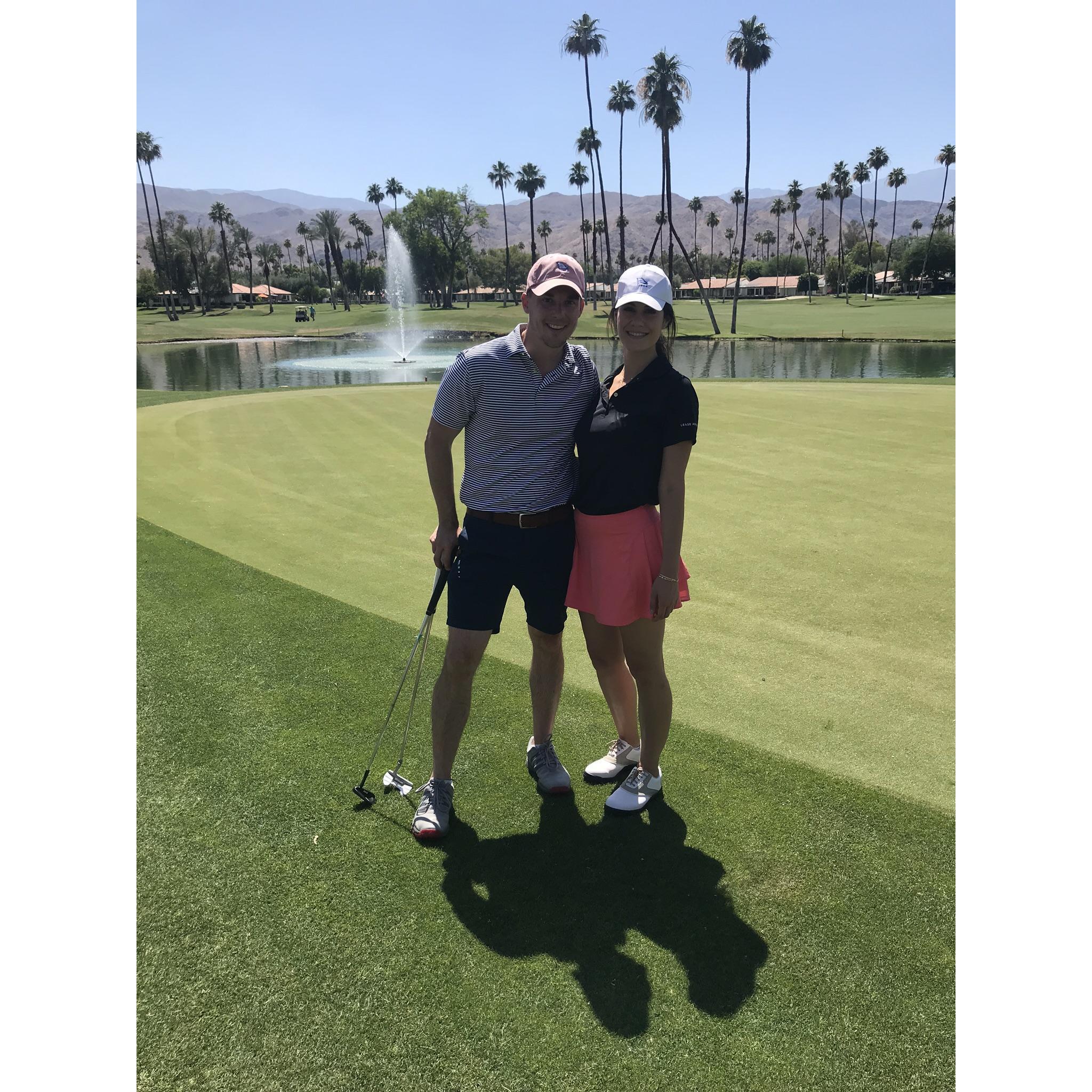 Teeing off at Omni's golf course.