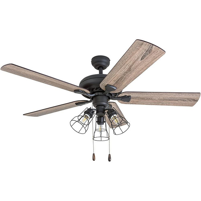 Prominence Home 50581-01 Lincoln Woods Farmhouse Ceiling Fan, 52", Barnwood/Tumbleweed, Aged Bronze