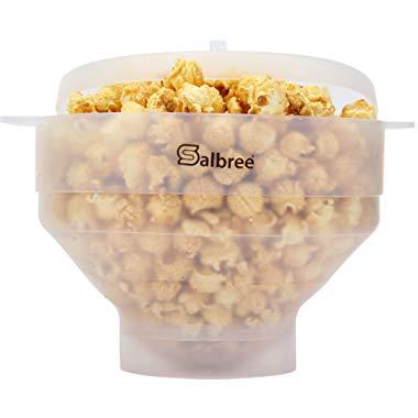 Original Salbree Microwave Popcorn Popper, Silicone Popcorn Maker, Collapsible Bowl BPA Free - 18 Colors Available (Transparent)
