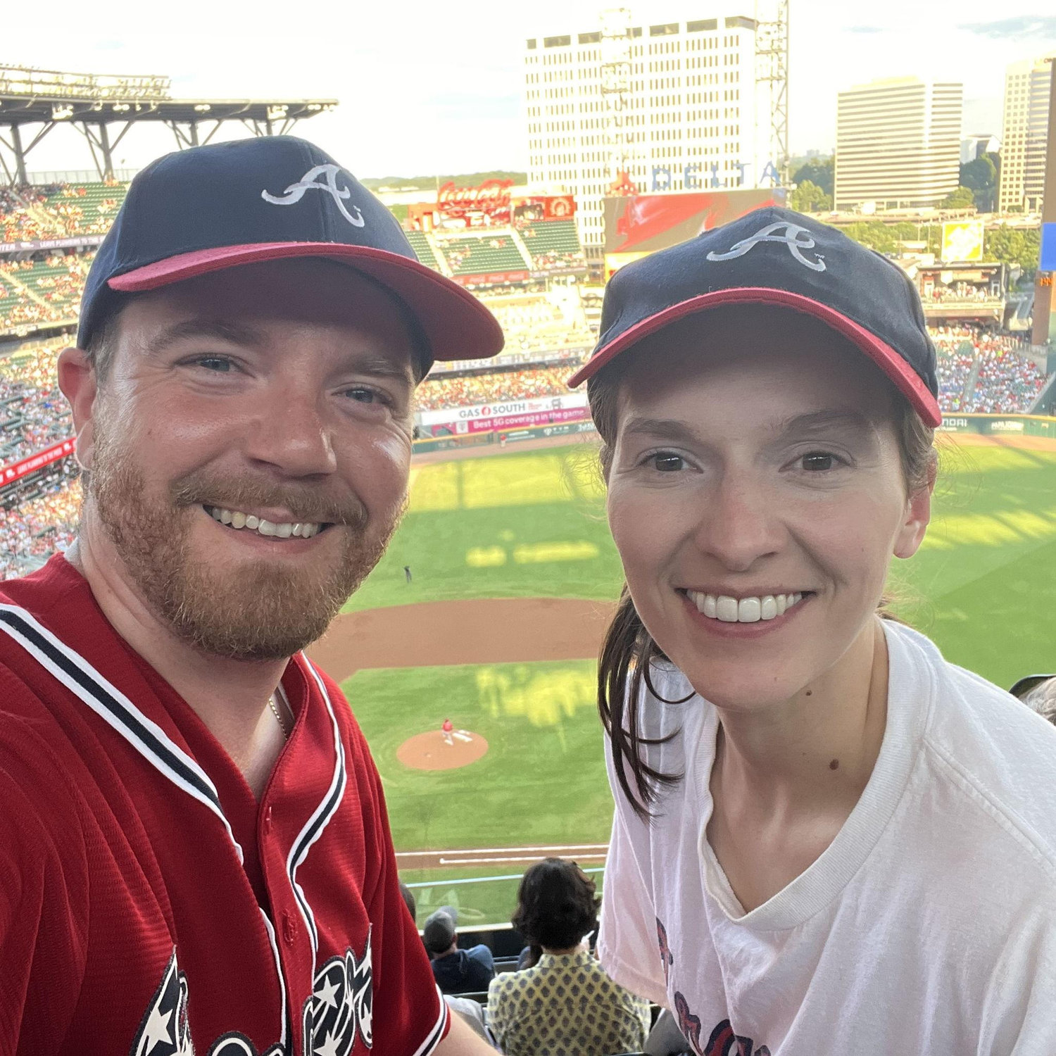 Erin has watched a lot of sports since she met Scott. Go Braves!