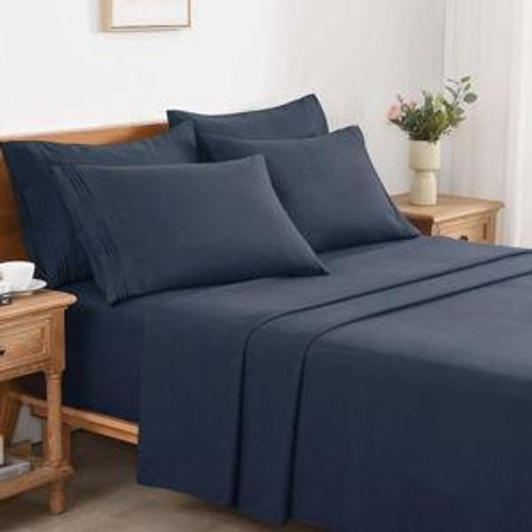 Marcielo 4/6 Pcs Soft Solid & Embroidery Bed Sheets Set