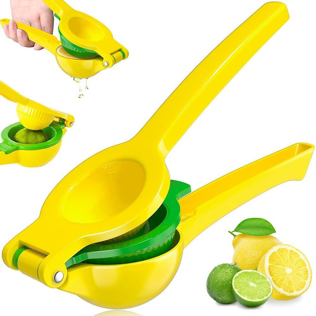 Vakoo 2-in-1 Lemon Squeezer - Heavy-Duty, Rust-Resistant Manual Juicer for Lemon, Lime & Citrus, Easy to Use & Clean, Kitchen Essential - Yellow & Green