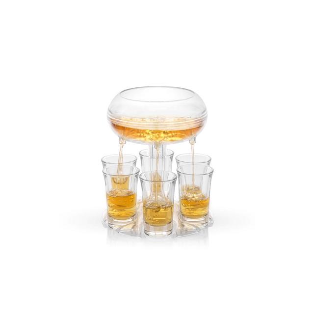 JoyJolt Shot Glass Drink Dispenser with 6 Glass Shot Glasses Set