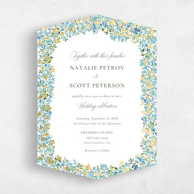 Blue Diamond Wedding Invitation - Lunette Classic Foil