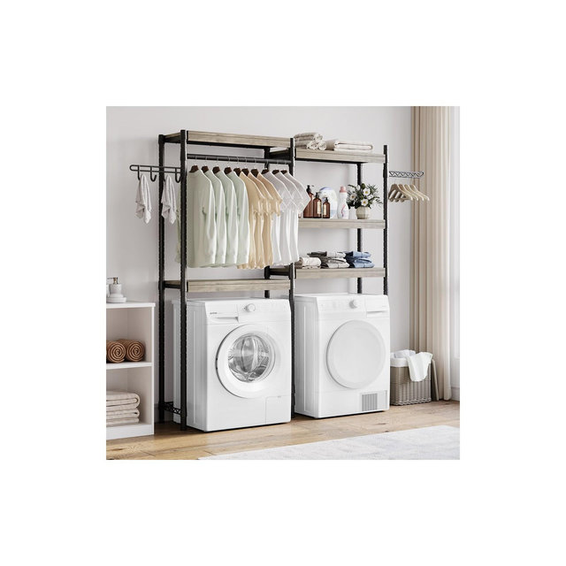 Garvee 5-Tier Wood Over The Washer and Dryer Storage Shelf,Laundry Room Organization Space Saving Laundry Drying Clothes Racks, Bathroom Shelf