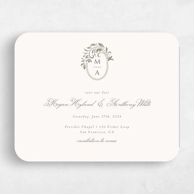 Green Rounded Wedding Save the Date - Palais Landscape