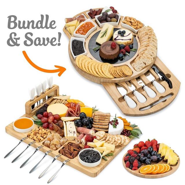 SMIRLY Charcuterie Boards Gift Set: Large Bamboo Cheese Board Set - Unique for Women - House Warming Gifts New Home, Wedding Gifts for Couple, Bridal Shower Gift
