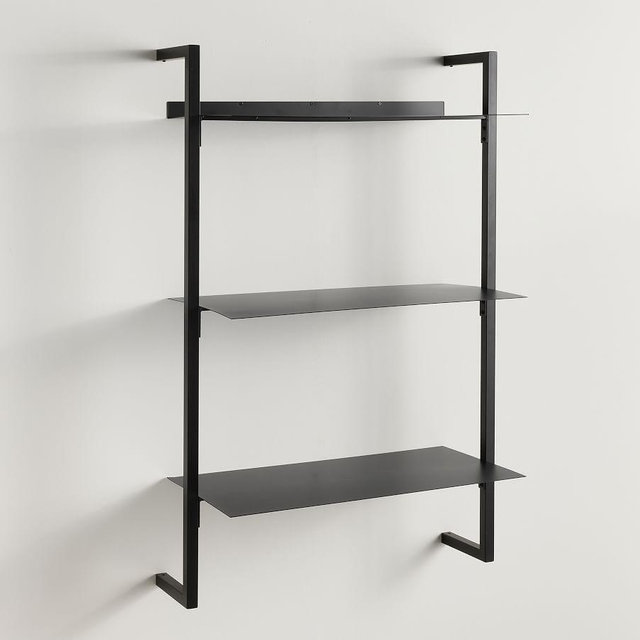 Temple Street Shelf, Black, 30"W X 14.25"D X 46.50"H