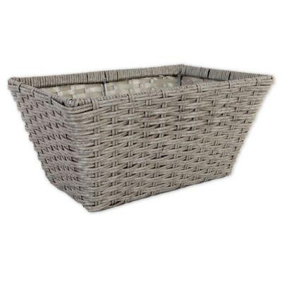 ORG Large Poly-Rattan Tapered 14.5-Inch Storage Basket in Grey/Light Grey