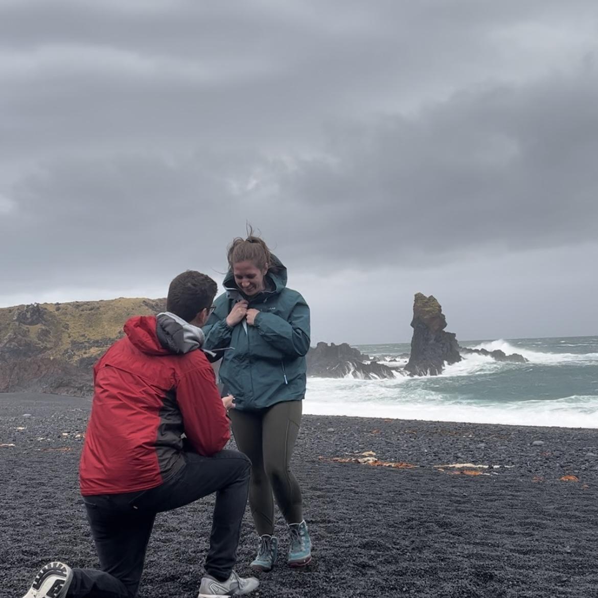 Proposal at Djúpalónssandur Black Pebble Beach