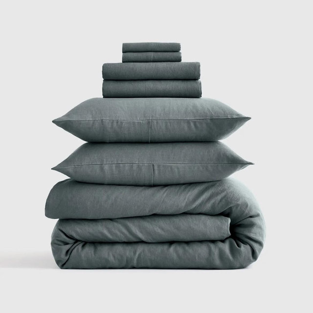 European Linen Deluxe Bedding Bundle - Ocean