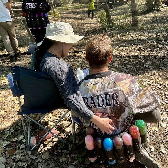 Helen's first time watching Pat play in a paintball tournament