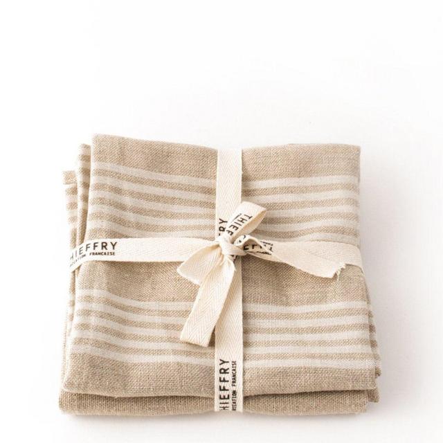 Thieffry Set of Two Dish Towels Linen Hardelot White & Natural