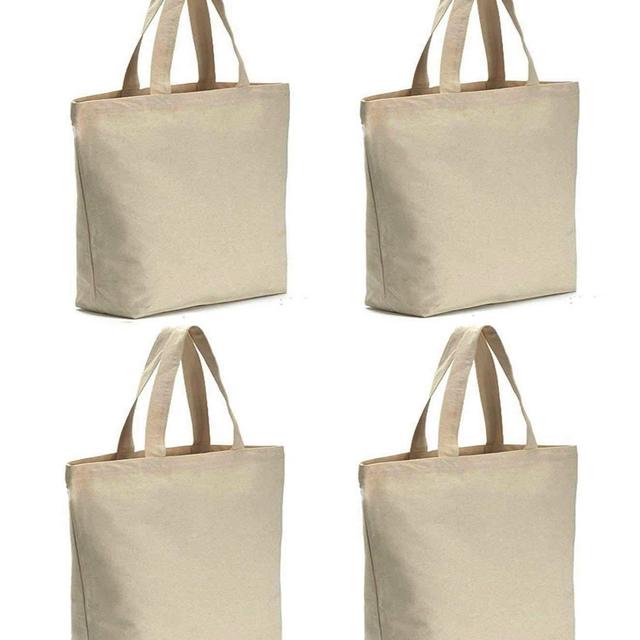 Axe Sickle (4 per Pack 12oz Heavy Natural Canvas Tote Bag 16&quot; W X 16&quot; H X 4.2&quot; Bottom Gusset,Tote Shopping Bag,Washable Grocery Tote Bag, Craft Canvas Bag.(White)