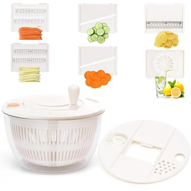 Sayihexihe 5.3Qt Salad Spinner Large Lettuce Spinner,10 in 1 Multifunction Salad Spinners, Vegetable Dryer Fruit Washer Spinner with Transparent Bowl