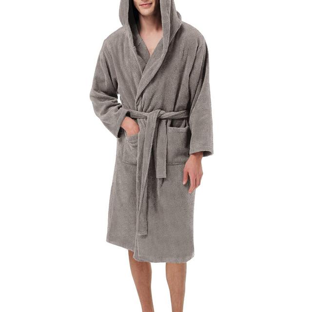 SIORO Men's Robe, Hooded Classic Bathrobe, Terry Cotton Soft Spa Robe with Knee Length Nighting Gown for Pool Hot Tub Sauna
