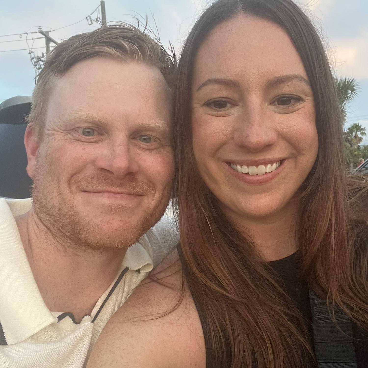 Selfie with a beautiful sunset in Sullivans Island, SC with the Andrews family.
