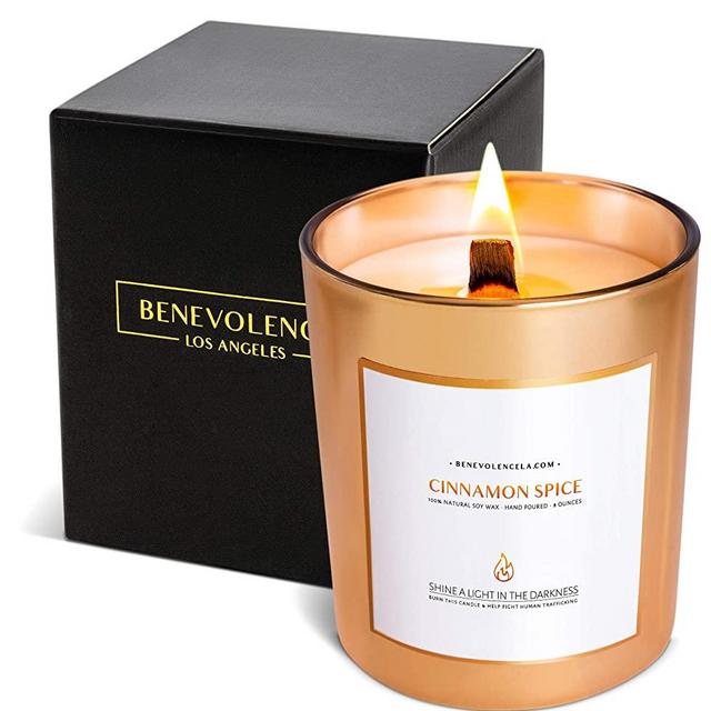 Premium Christmas Candles Scented, Cinnamon Spice Christmas Scented Candles for Home, All Natural Soy Candle, 8 oz | 45 Hour Burn, Soy Candles, Relaxing Aromatherapy Candles in Rose Gold Glass Jar
