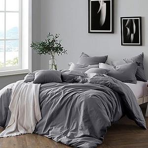 Swift Home Prewashed Yarn-Dyed Full/Queen Duvet Cover Set in Grey