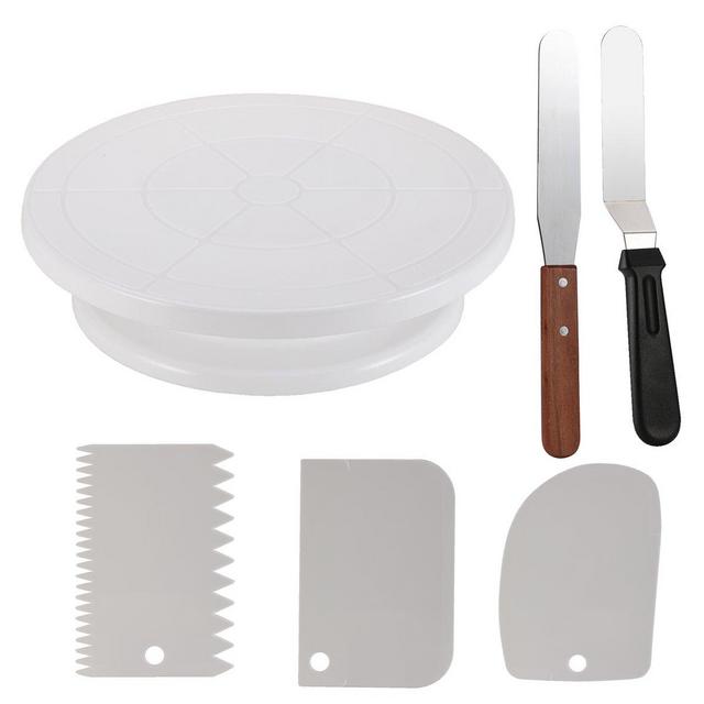 Cake Decorating Turntable,Thsinde Cake Decorating Supplies With Decorating Comb/Icing Smoother(3pcs),2 Icing Spatula With Sided & Angled