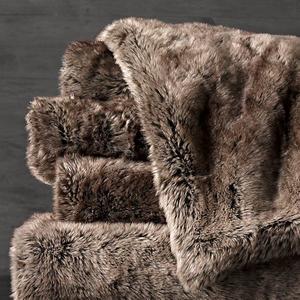 Luxe Faux Fur Oversized Bed Throw - Mink