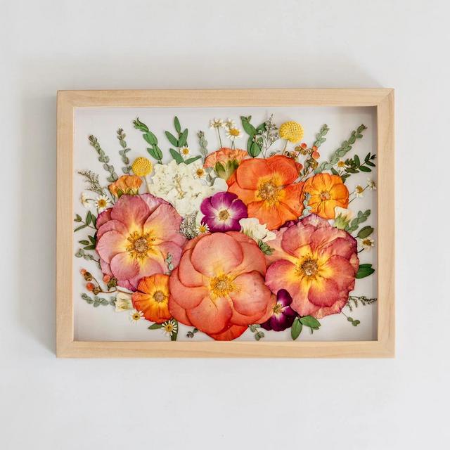Flower Presercation Pressed Frame- 11x14 Bouquet Design in Natural Wood