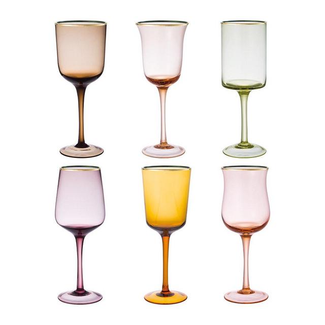 Bitossi Amber/Pink Goblets - Set of 6