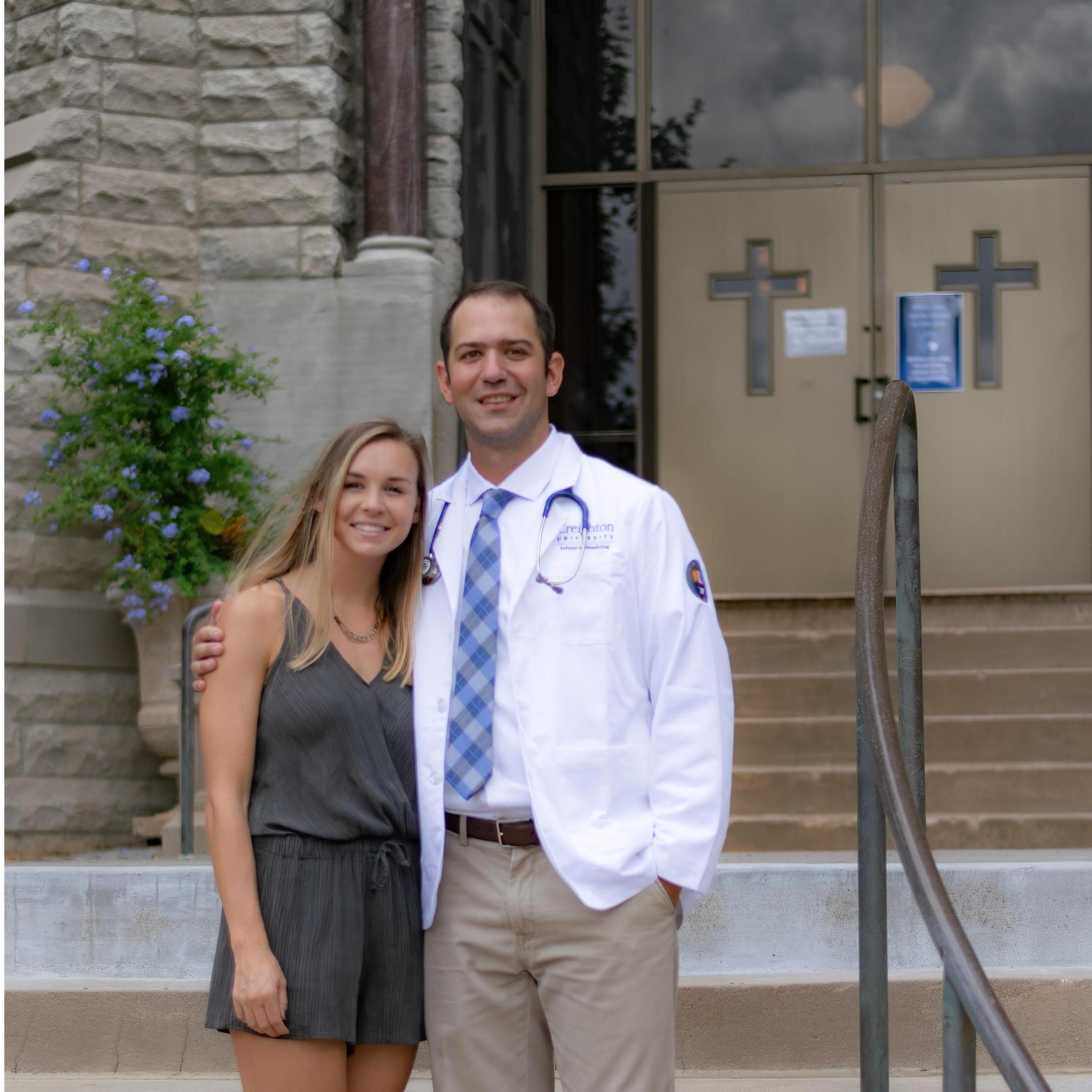 Zach getting his white coat!