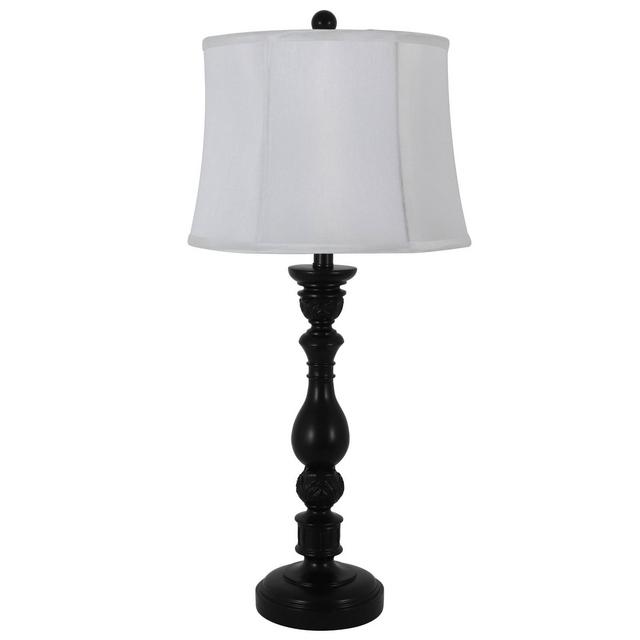 30" x 12" Dora Sculpted Resin Table Lamp Satin Black - Decor Therapy