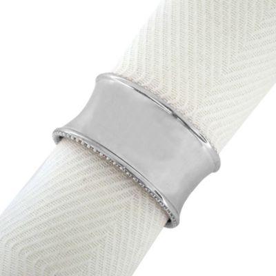 Beaded Elegance Napkin Rings in Silver (Set of 4)