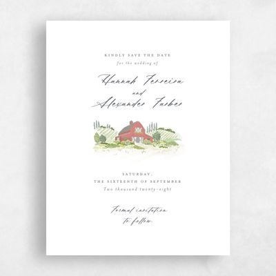 Charcoal, White Wedding Save the Date - Sable Portrait