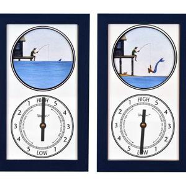 Hidden Mermaid Tide Clock, Black Frame