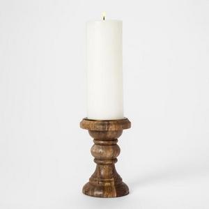 Turned Wood Pillar Candle Holder Small - Threshold™
