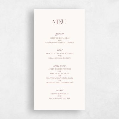 Brown Wedding Menu - Milan