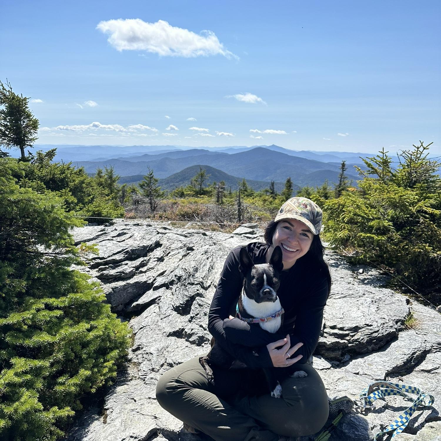 Arielle n Moo at the summit of Mt. Mansfield VT