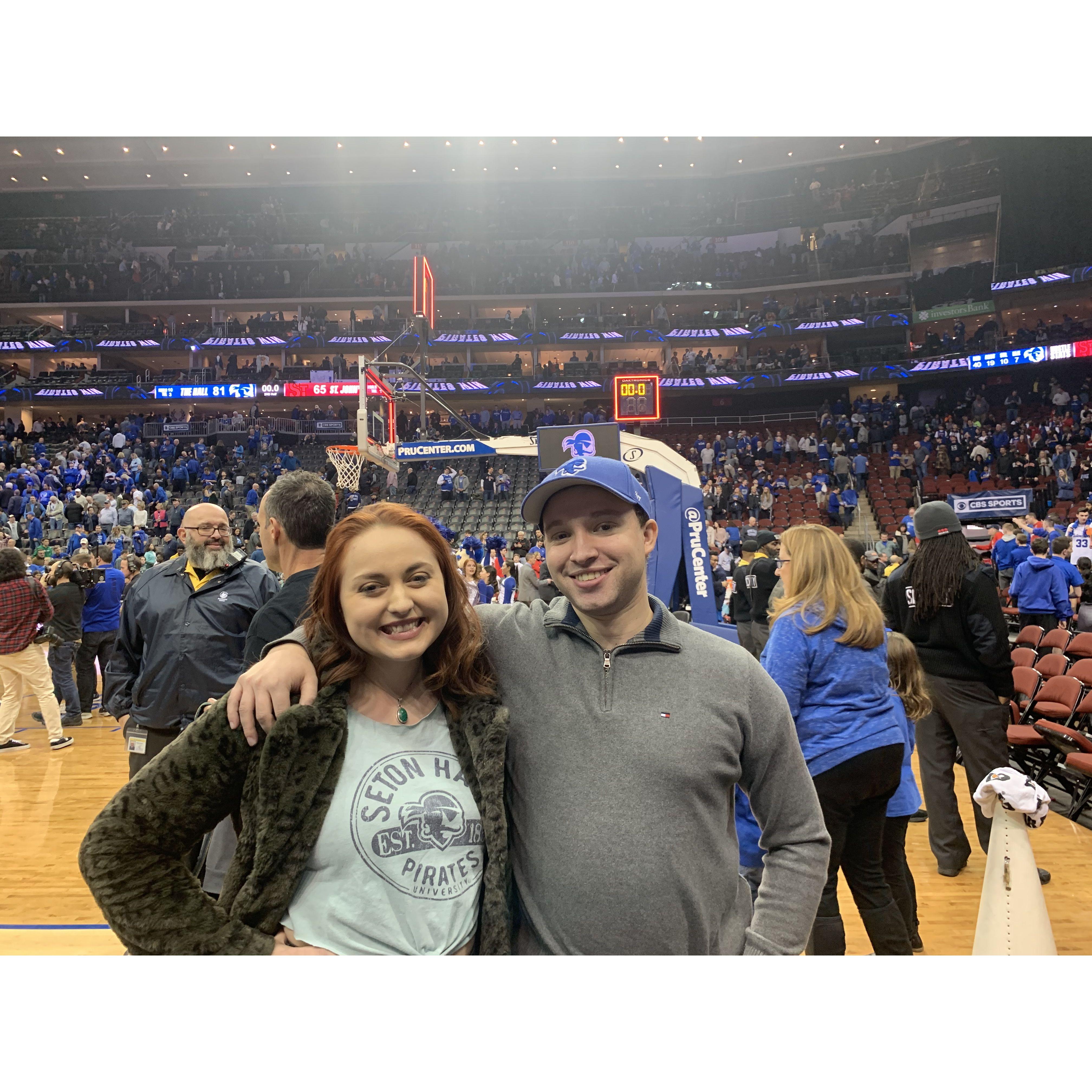 Courtside pre-covid at a Seton Hall men's basketball game