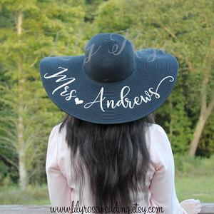 Personalized Beach Hat, Mrs. Alvarado with Heart